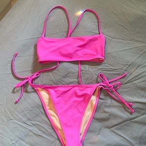 LA Hearts hot pink string bikini